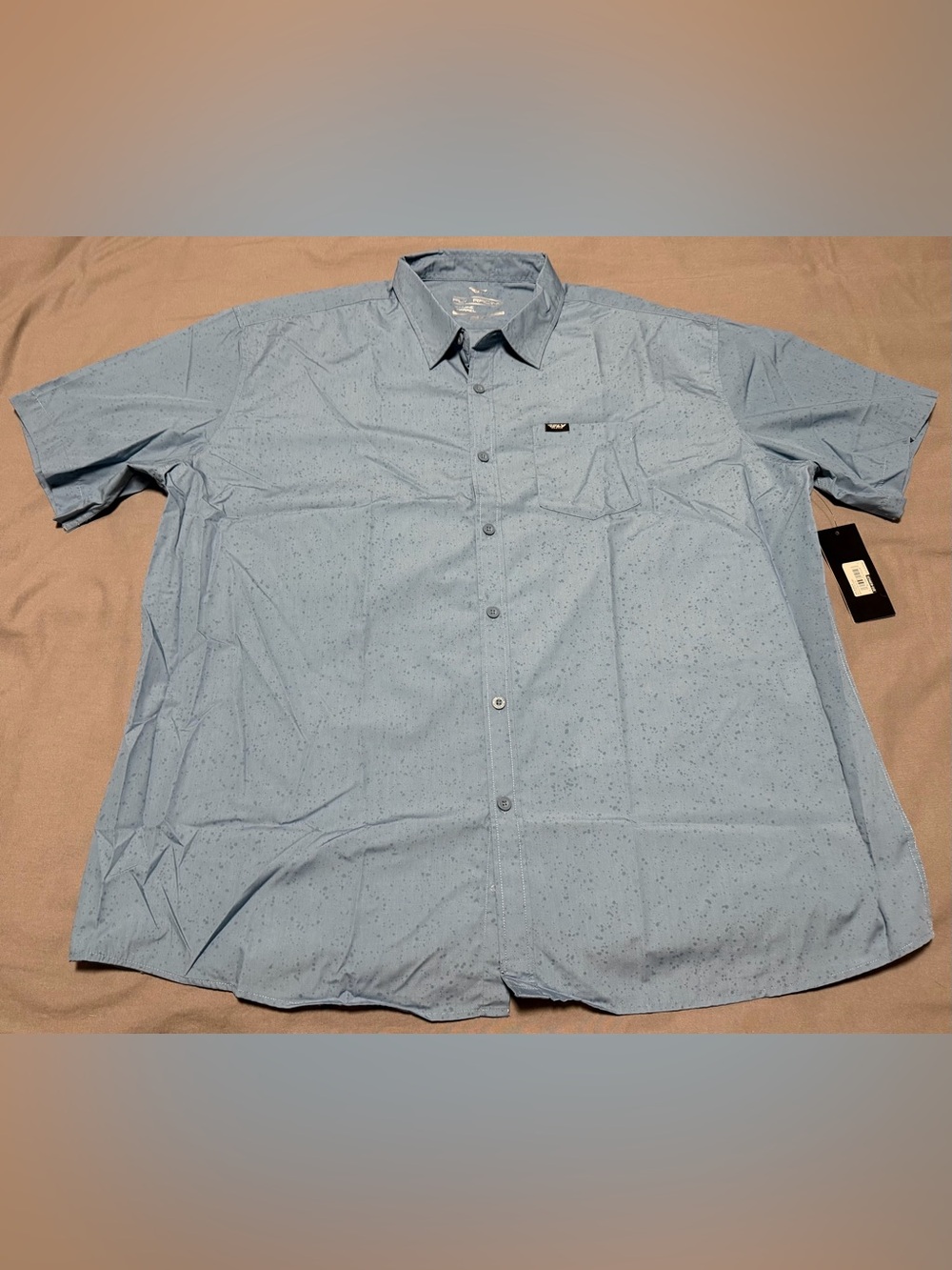 Fly Racing Mens XXL Blue Grey Splatter Print Short Sleeve Button Down Shirt NWT